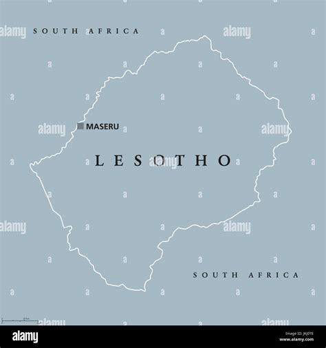 Lesotho Political Map With Capital Maseru Kingdom And Landlocked