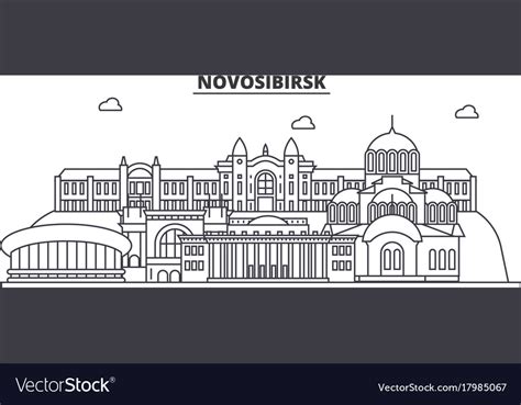 Russia Novosibirsk Architecture Line Skyline Vector Image