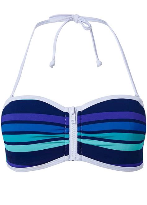 Bandeau Bikini Top Bikini Beach Blue Stripes Venus