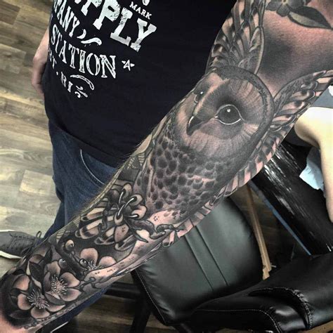 15 Best Owl Sleeve Tattoo Designs Petpress