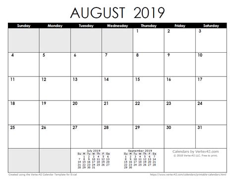 August 2019 Printable Calendar August 2019 Printable Calendar 2018