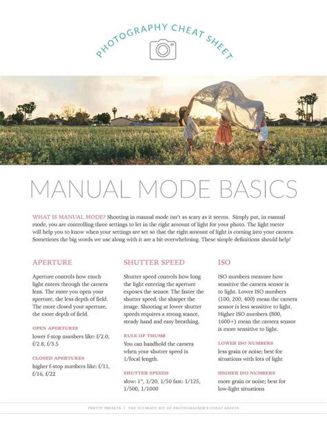 Manual Mode Cheat Sheet Free Download Pretty Presets For Lightroom