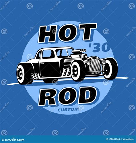 Retro Hot Rod Custom Emblem Logo Vector Illustration Stock Vector