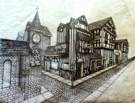 Two Point Perspective Perspective Art Cityscape Drawing