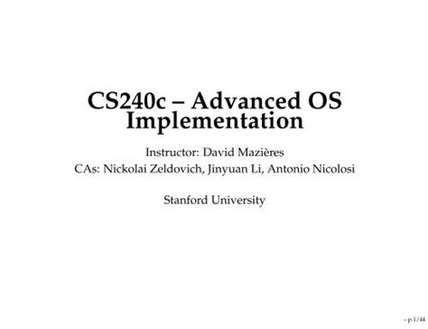 Cs240c â Advanced Os Implementation Stanford Secure
