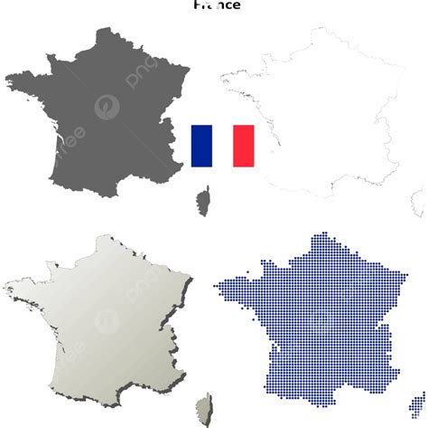 France Outline Map Set France Country Map French Border Shoreline