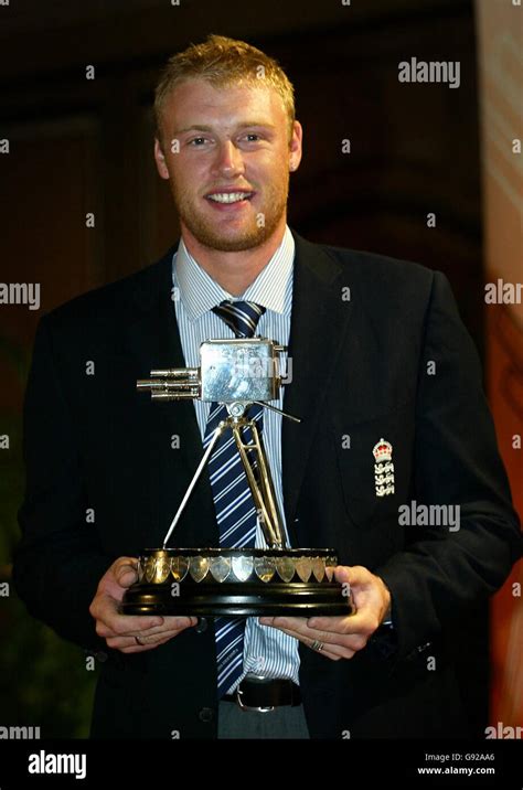 England Cricketer Andrew Flintoff Holds The Bbc Sports Personality Of The Year Award At The Team