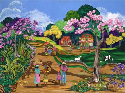 Village Crossroads By Mary Ann Gough Naive Painting Mary Ann Mary