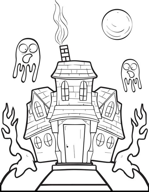 Haunted House And Ghosts Coloring Page Download Print Or Color Online For Free