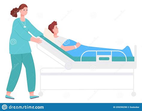 Nurse Pushing A Patient In A Wheelchair Cartoon Vector Cartoondealer