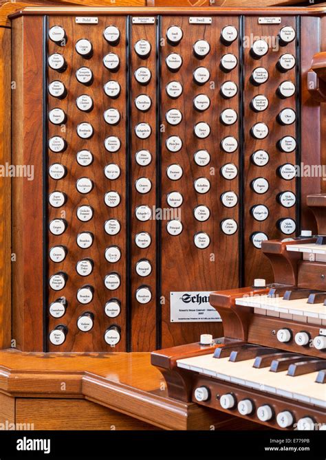 The Stops On A Pipe Organ In A Church Stock Photo Alamy