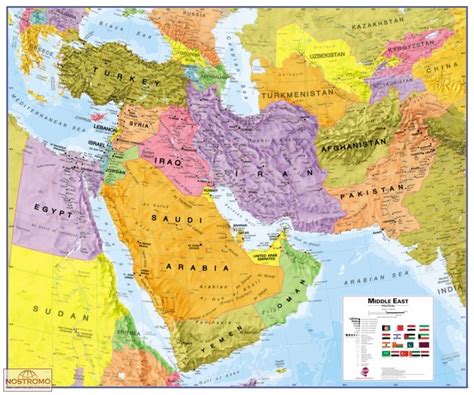 Moyen Orient Carte Murale Maps International Nostromoweb