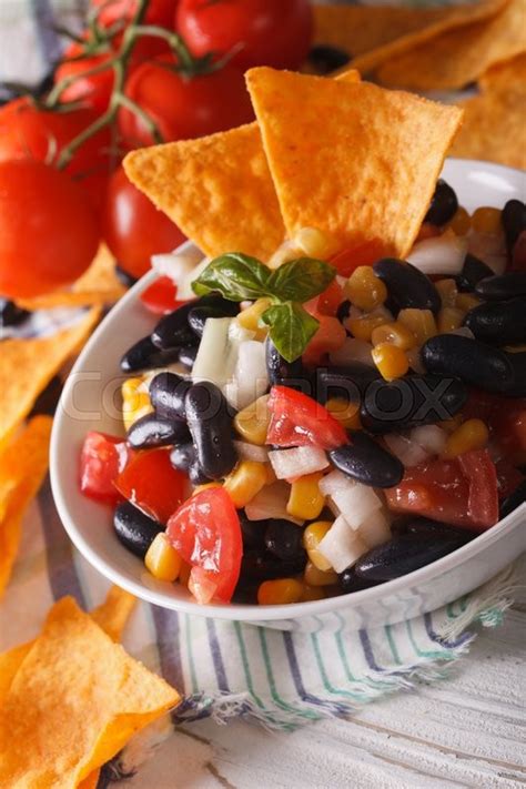 Mexican Food Salsa With Black Beans In A Bowl And Corn