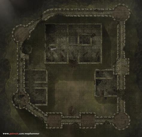 Oc Abandoned Castle 34x33 Battlemap Dnd Fantasy Map Dungeon