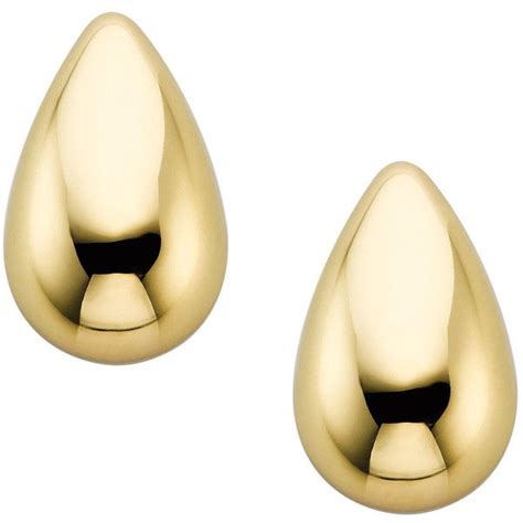 Teardrop Stud Earrings In K Yellow Gold Liked On Polyvore