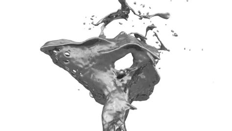 Close Up View Of Liquid Metal Splash In Slow Motion On White Full Hd