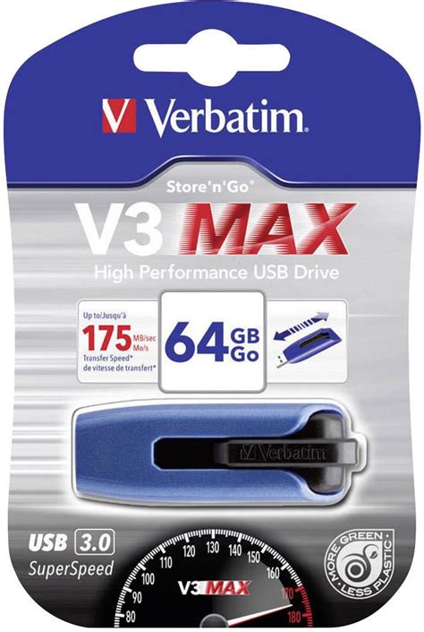 Verbatim V3 Max Usb Stick 64 Gb Blue 49807 Usb 32 1st Gen Usb 30