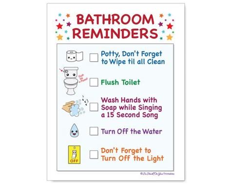 Bathroom Reminder For Kids Instant Download Printable