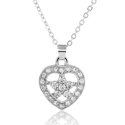 Mafmo Fashion Heart Jewelry Set Rhinestone Embedded Star Inlaid Pendant Necklace Dangle Earrings