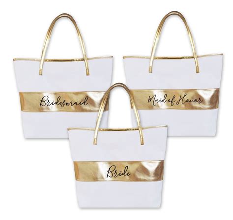 White And Gold Bridesmaids Bag Bridesmaid T Bags Bridal Party