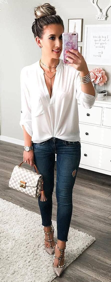 Casual Style Addict Bag Heels Shirt Jeans Date Night Looks And Accesories Casual Dinner