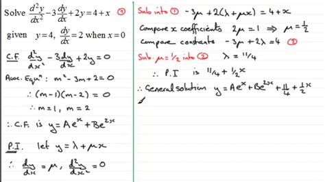 2nd Order Linear Differential Equations Particular Solutions