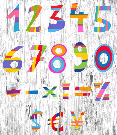 19 Bunte Zahlen Symbole Rainbow Zahlen Digitalen Schriften Etsy