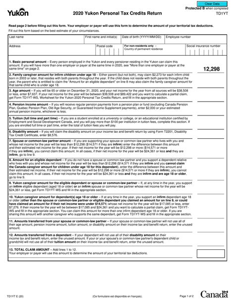 Printable Td1 Form