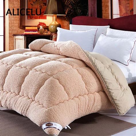 Alicelu Winter Comforters A Duvet Polyester Blanket Down Thick Wool Embossed Seven Hole Fiber