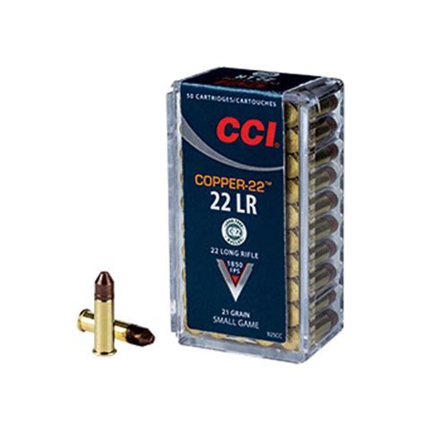Cci Copper 22 22 Long Rifle 21gr Copper Hp Rimfire Ammo 50 Rounds