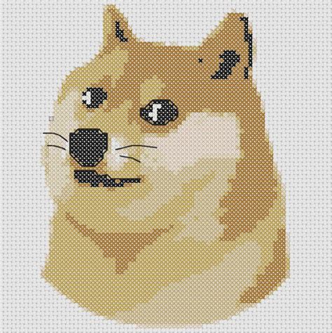Doge Meme Shiba Inu Small Cross Stitch Pattern 6 Colors Easy