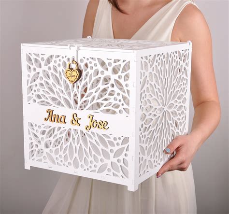 Wedding Card Box With Lock Wedding Card Holder Wedding Post Etsy