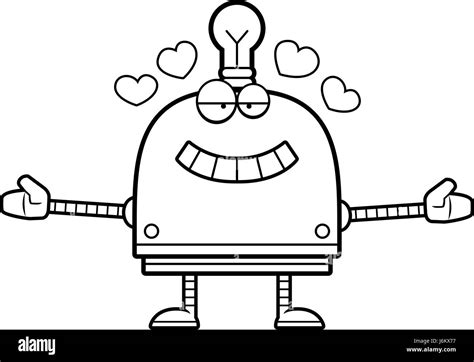 A Cartoon Illustration Of A Little Robot Ready To Give A Hug Stock