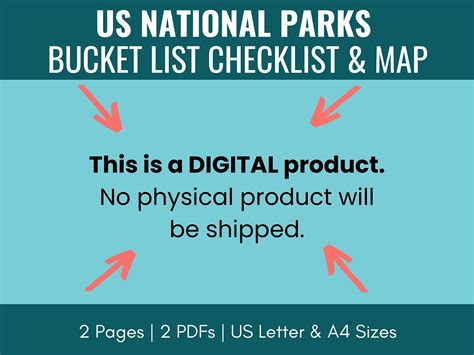 Us National Parks Bucket List And Map Printable 63 Parks Travel Map
