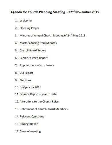 10 Church Meeting Agenda Templates In Pdf Doc