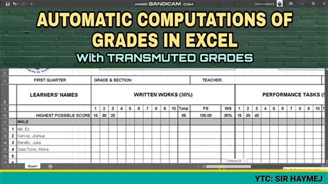 How To Compute Grades In Ms Excel Deped Easy Tutorial Youtube