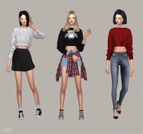Sims4 Marigold Crop Knit Sweater • Sims 4 Downloads