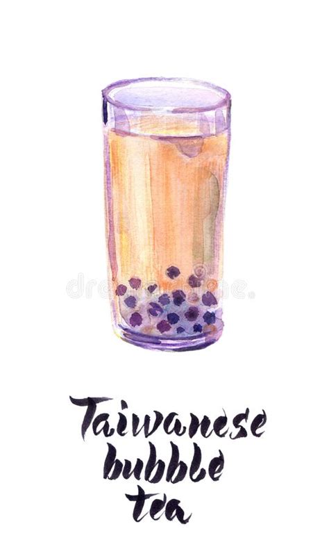 Taiwanese Bubble Milk Tea Line Art Design Stock Vector Illustration