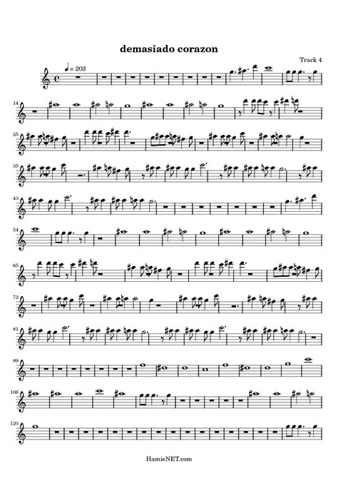 Demasiado Corazon Sheet Music Demasiado Corazon Score •