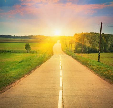 Road In Sunlight Stock Image Image Of Cars Sunrise 33077637