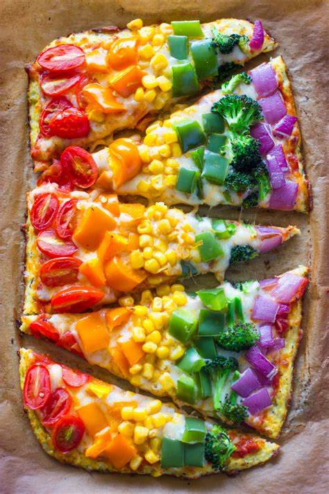 Rainbow Cauliflower Crust Pizza Gimme Delicious