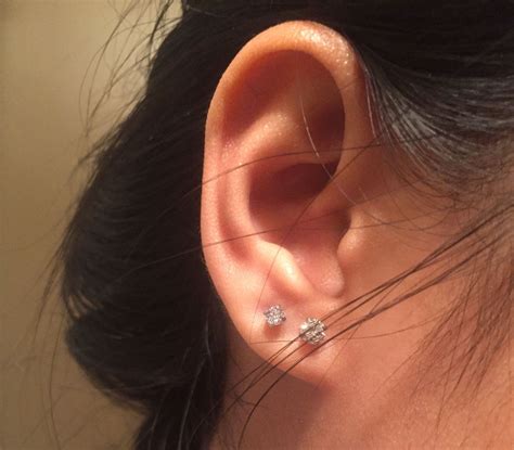 Double Earlobe Piercing Ear Piercing Studs Earings Piercings Double