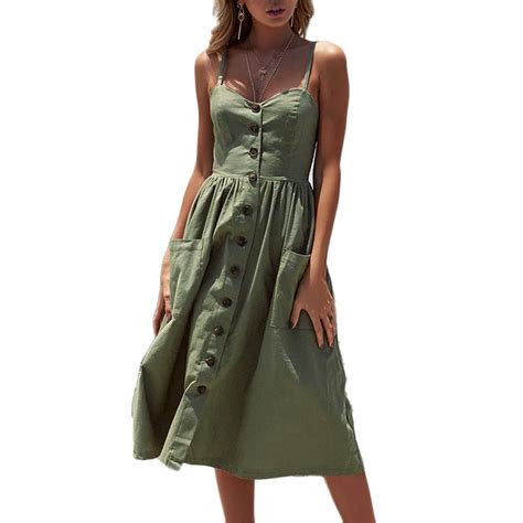 Buy Women Summer Dress 2018 Sexy V Neck Spaghetti Strap Dress With Pockets