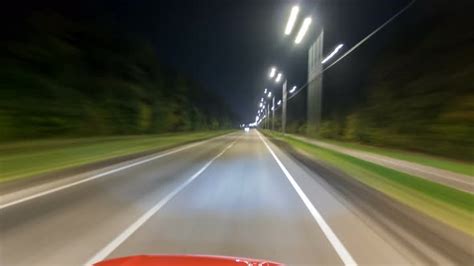 Drivelapse From Top Side Of Car Moving On A Night Highway Timelapse