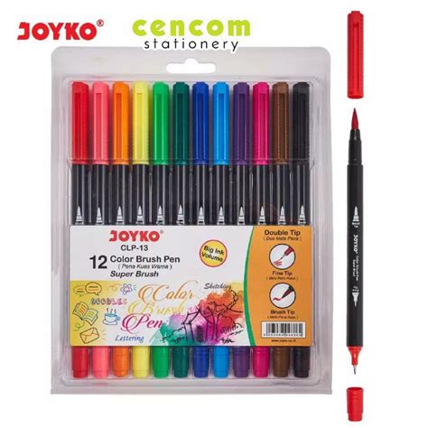 Jual Joyko Brush Pen 12 Warna Brush Fine Tip Clp 13 Set Indonesiashopee Indonesia