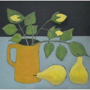 Rosebuds And Pears Oil On Card X Cm Oil Pastel Art Still Life
