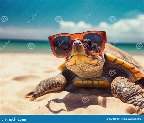 Turtle In Sunglasses On The Seashore Stock Illustration Illustration