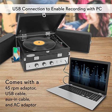 Updated Version Pyle Portable Bluetooth Suitcase Record Player W Dual