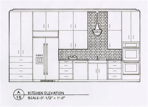 Interior Design Elevation Drawings Sketch Coloring Page