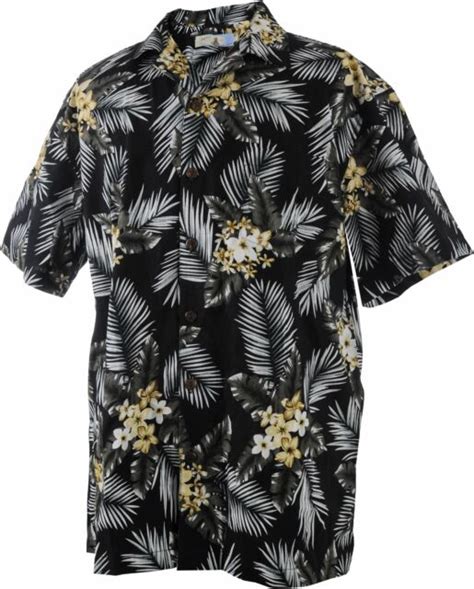 Men Aloha Shirt Cruise Luau Hawaiian Party Vintage Floral Yellow Black